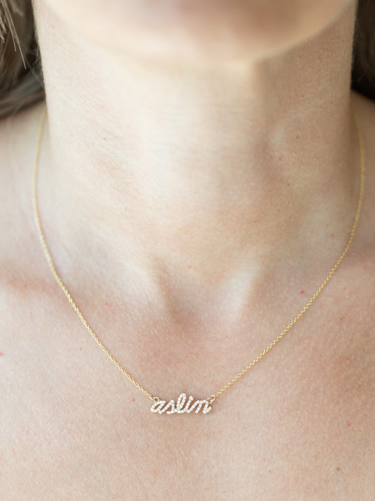 Diamond Cursive Name Necklace