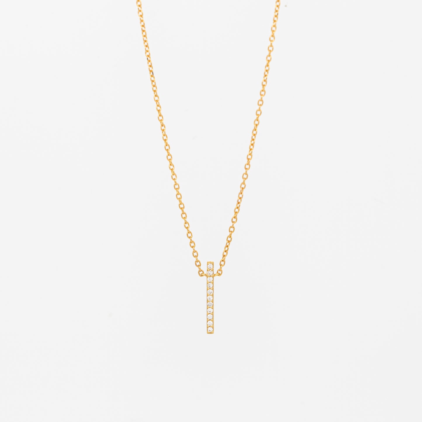 Dainty Diamond Bar Necklace - Vertical