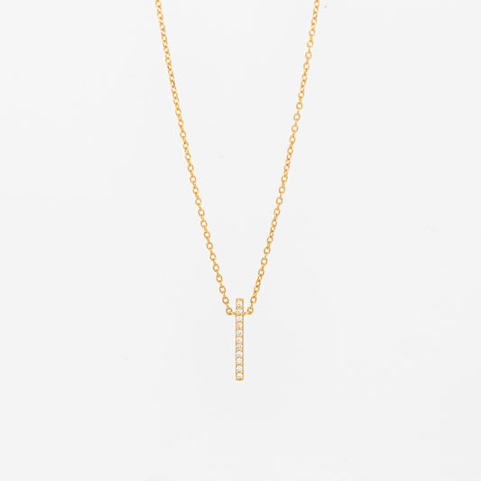 Dainty Diamond Vertical Bar Necklace