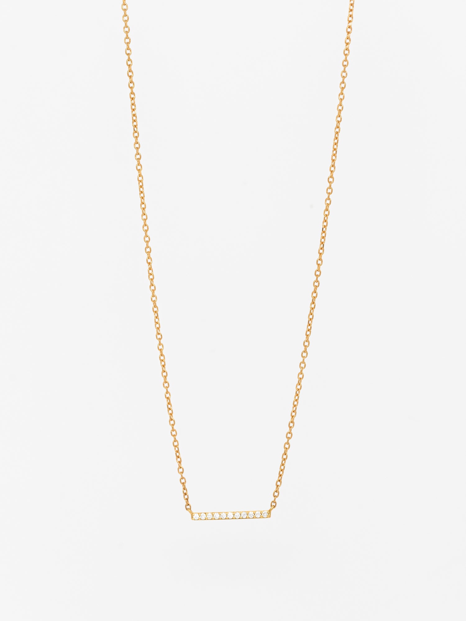 Dainty Diamond Horizontal Bar Necklace - Full View