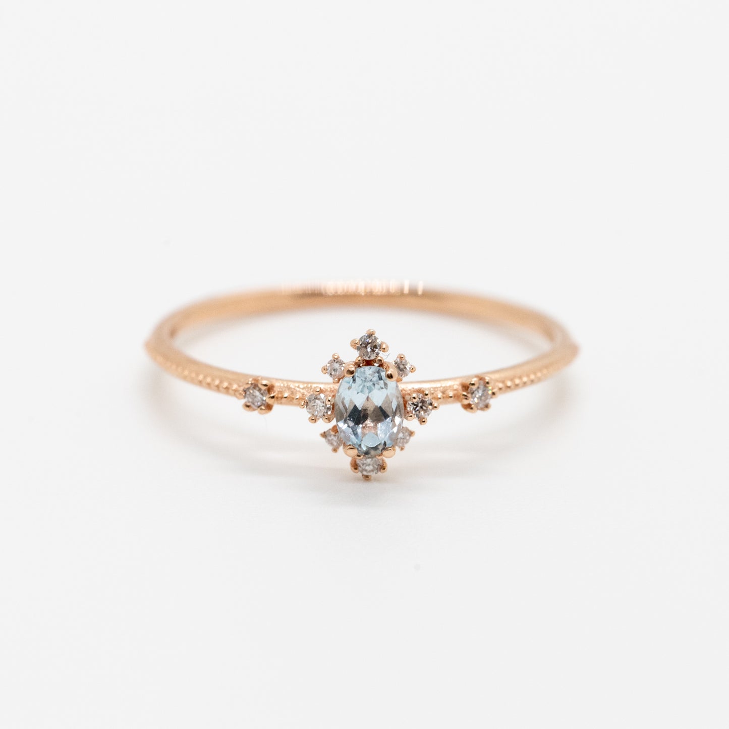 Elsa Aquamarine Milgrain Ring