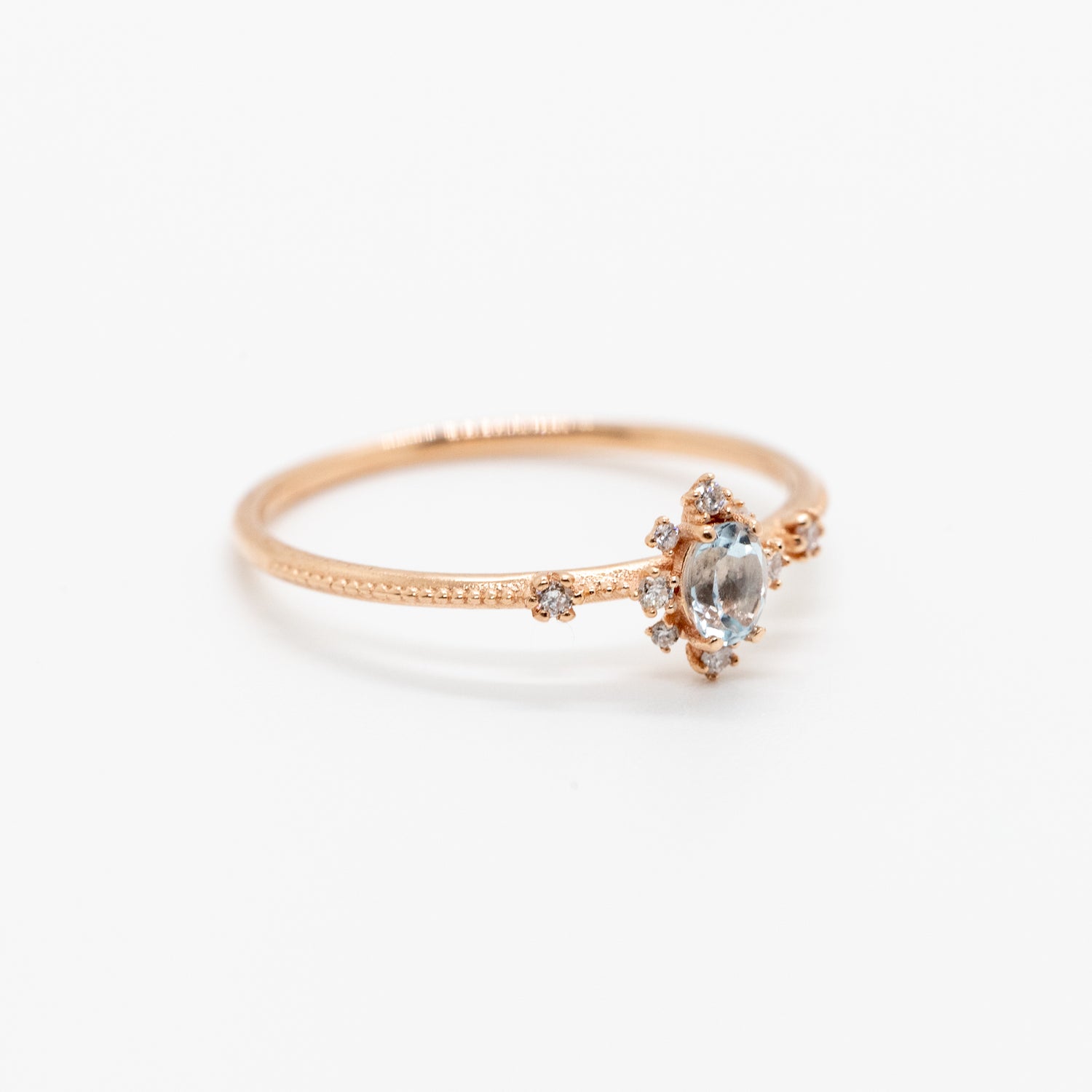 Elsa Aquamarine Milgrain Ring - Side View