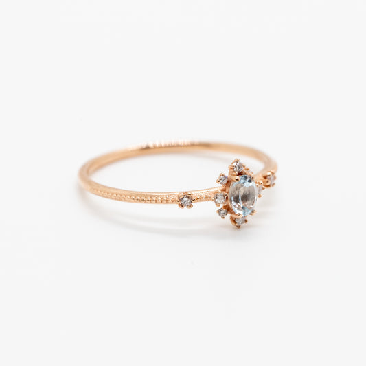 Elsa Aquamarine Milgrain Ring