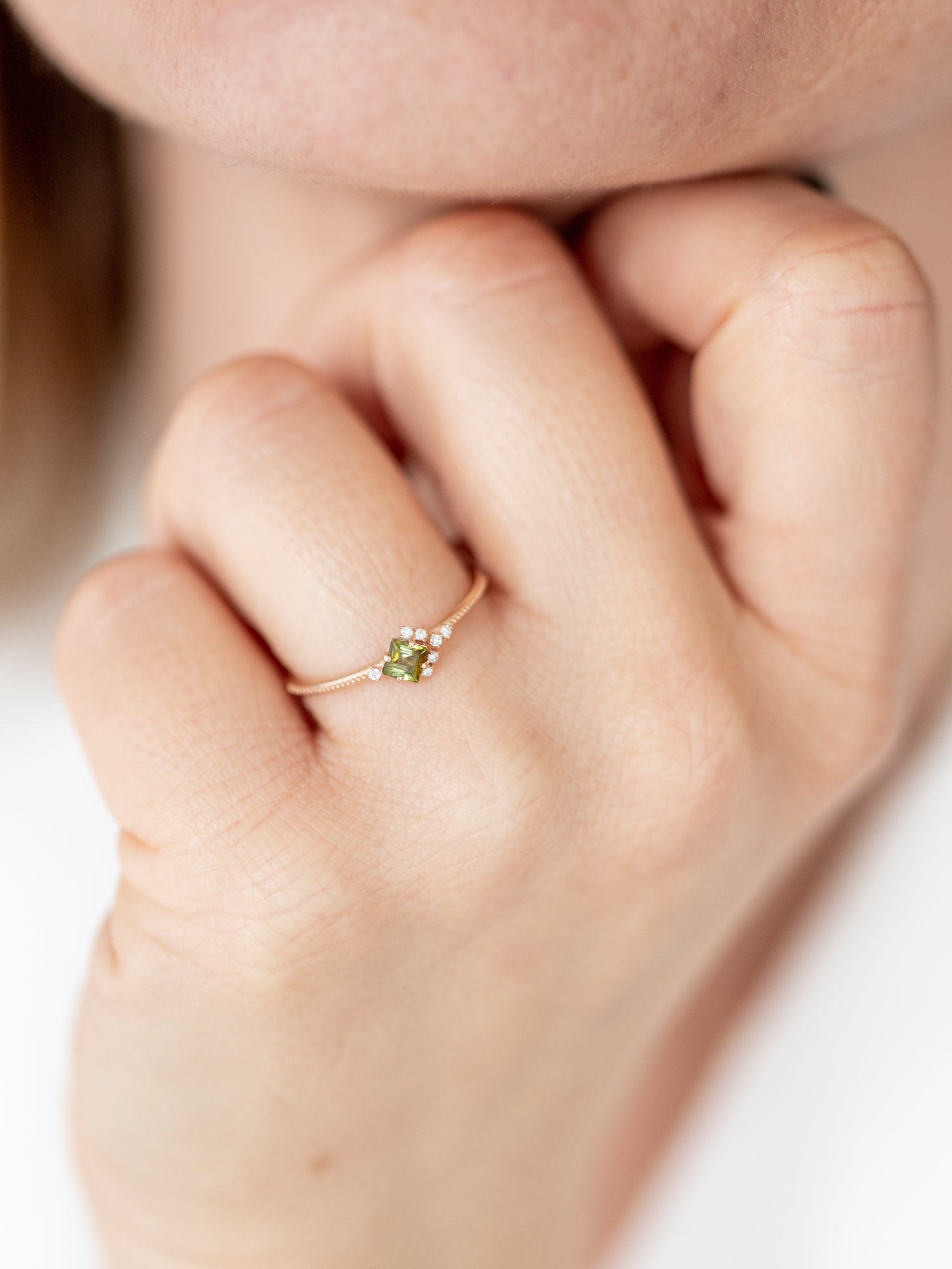 Wearing Mulan Peridot Milgrain Ring