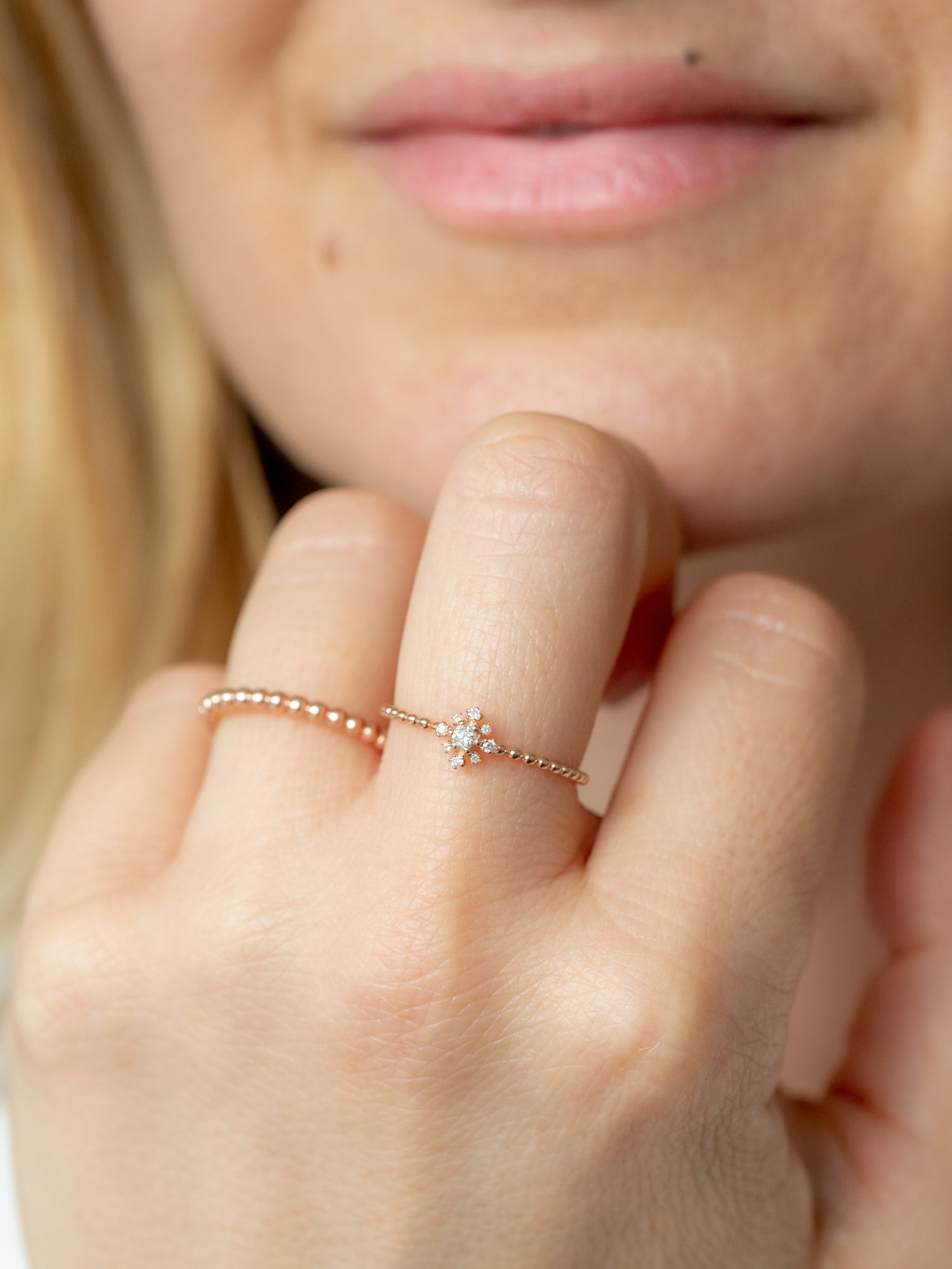 Wearing Snowflake Diamond Ring