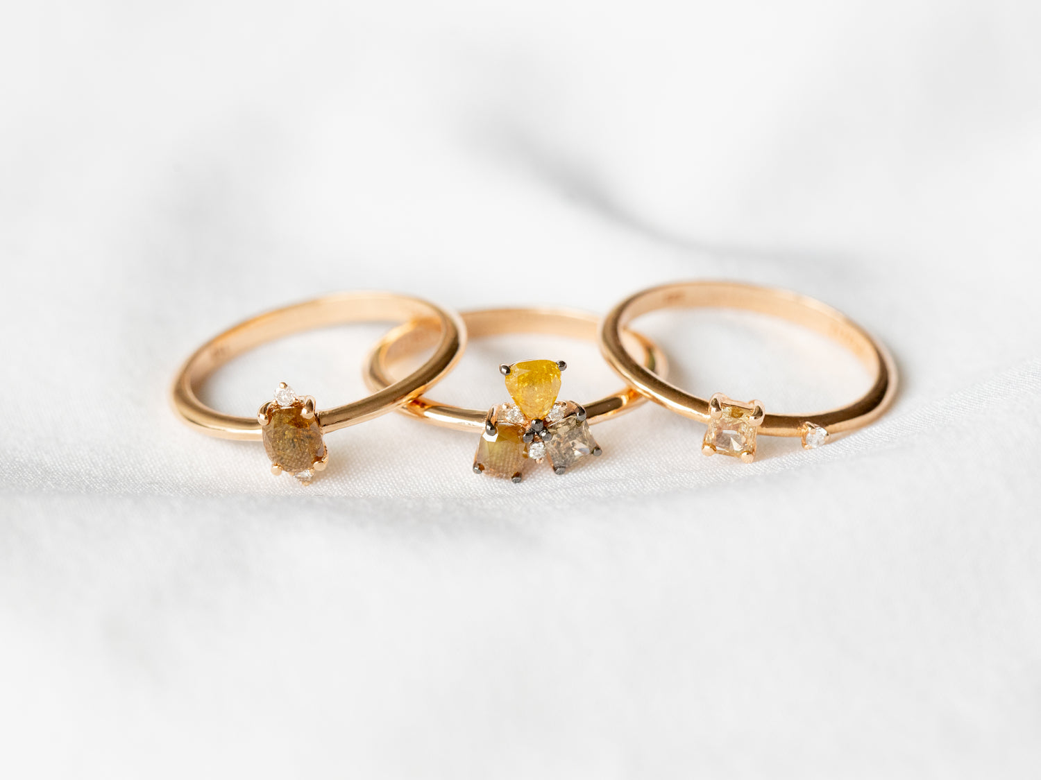 Charlotte Cushion Cut Champagne Diamond Rings