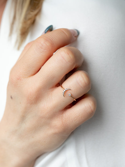 Diamond Bezel Crescent Ring