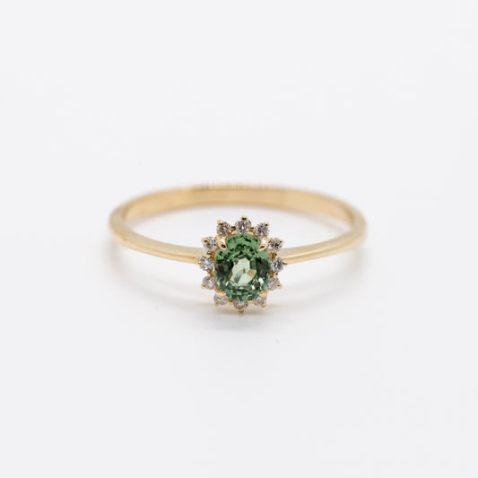 Jasmine Prasiolite Green Gemstone Diamond Ring