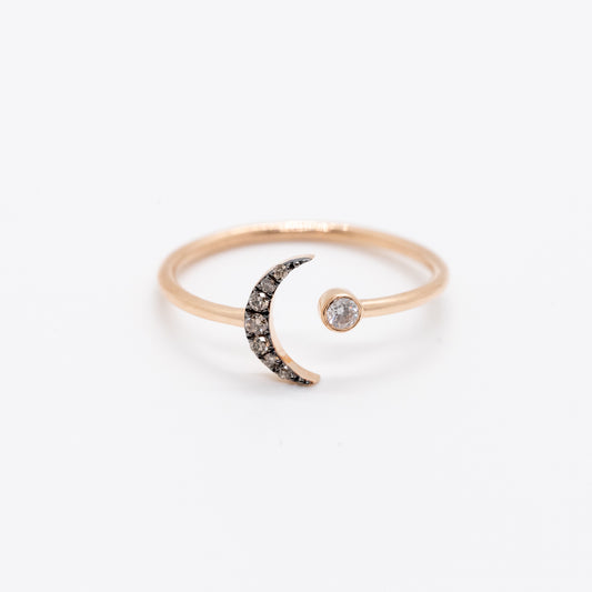 Diamond Bezel Crescent Ring 