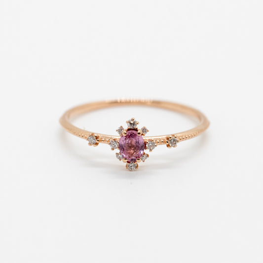 Angel Pink Tourmaline Milgrain Ring