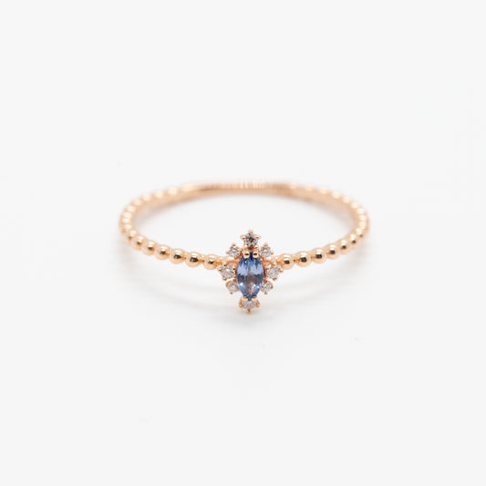 Anna Marquise Blue Topaz Bead Ring 