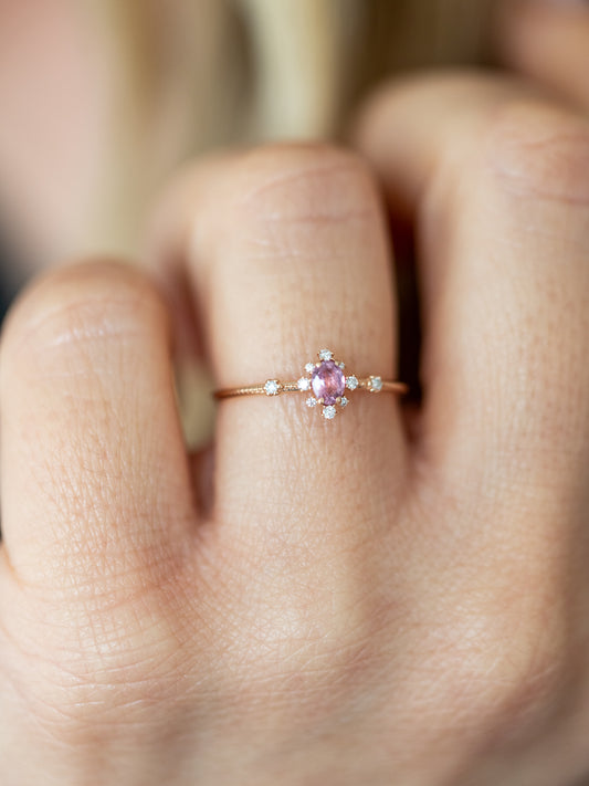 Angel Pink Tourmaline Milgrain Ring