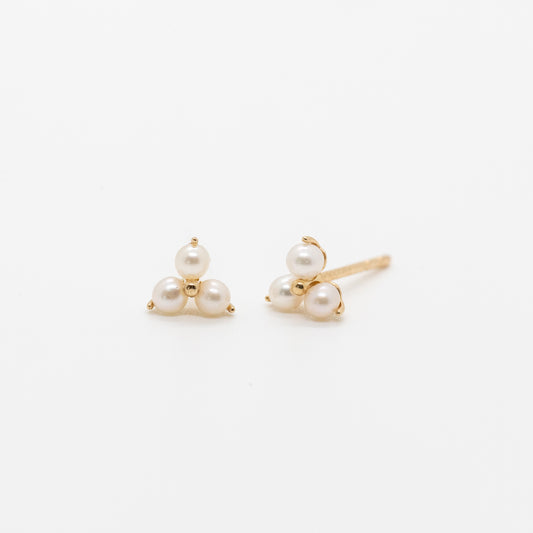 Side View of Mini Trio Pearl Stud