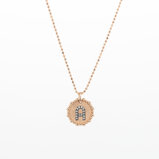 Diamond Initial Bead Pendant Personalized Necklace