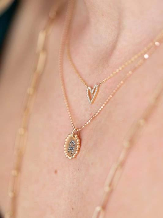 Diamond Initial Bead Pendant Necklace