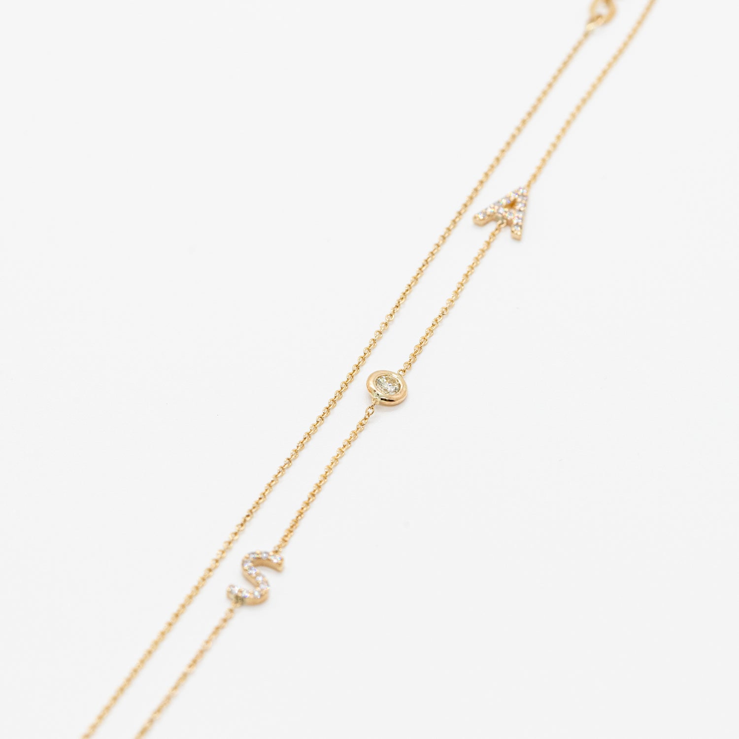Diamond Initial Bead Pendant Personalized Necklace - Full View 2