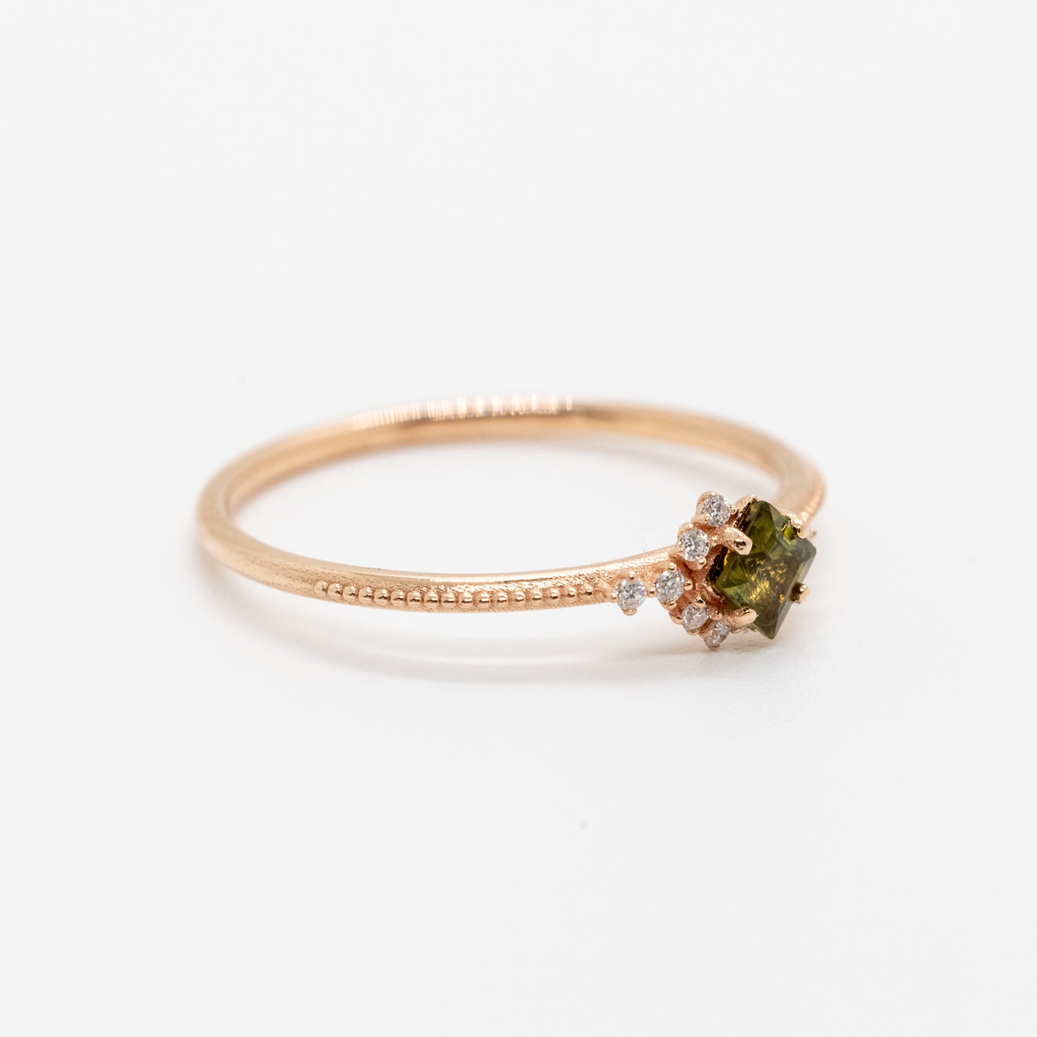 Mulan Peridot Milgrain Ring - Side View