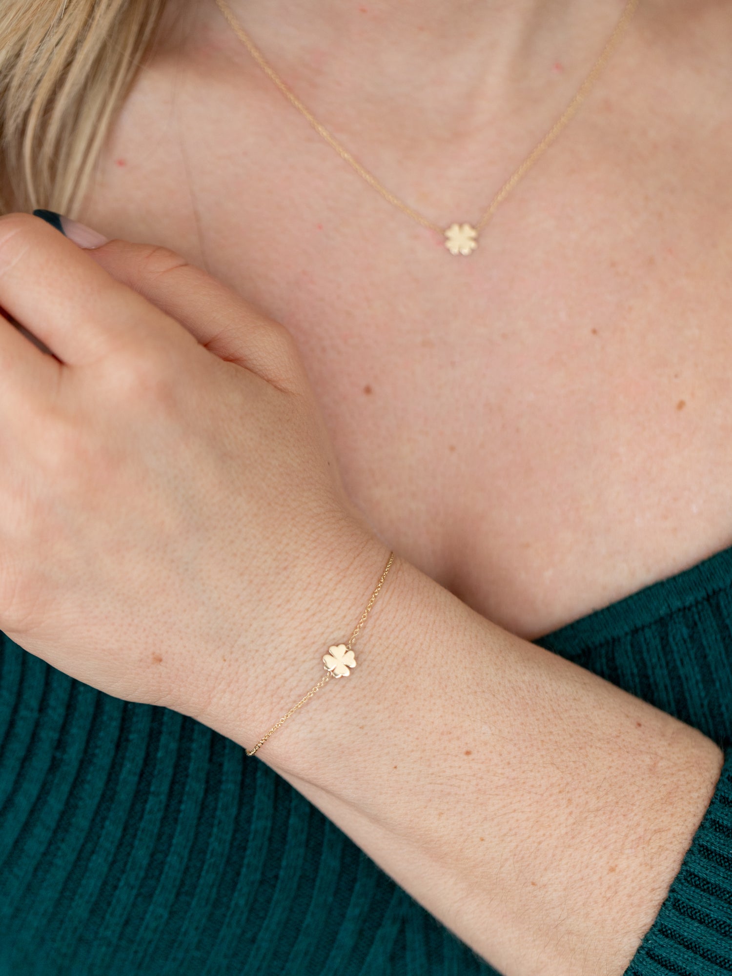 Wearing Mini Lucky Clover Bracelet 1