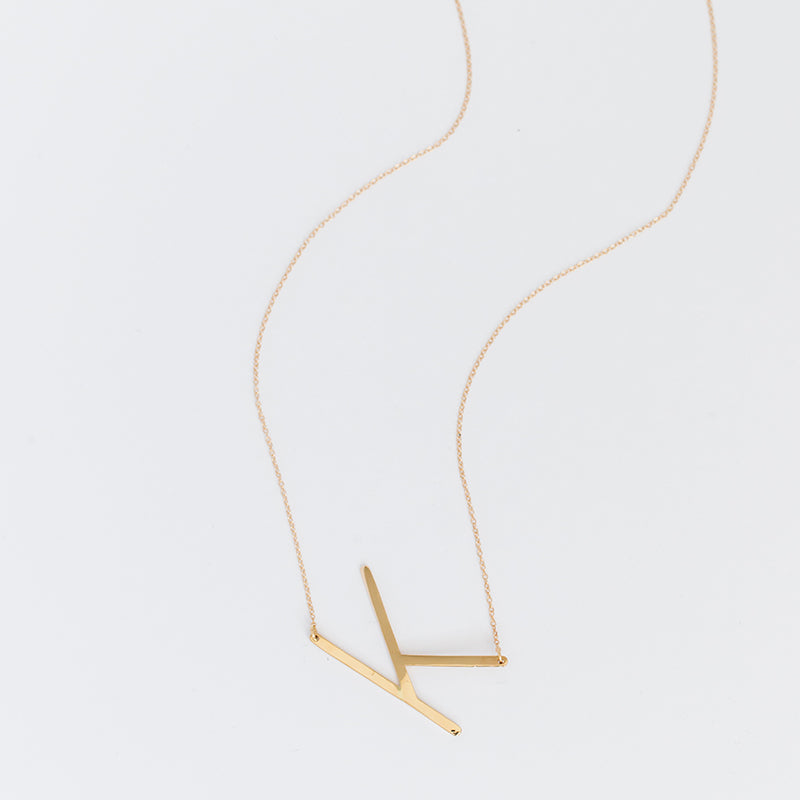 Sideways Large Initial Necklace