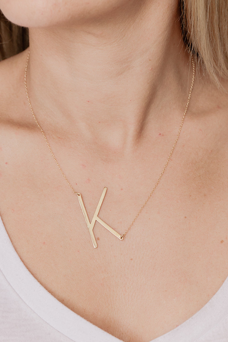 Sideways Large Initial Necklace