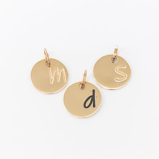 Round Disc Lowercase Initial Pendant