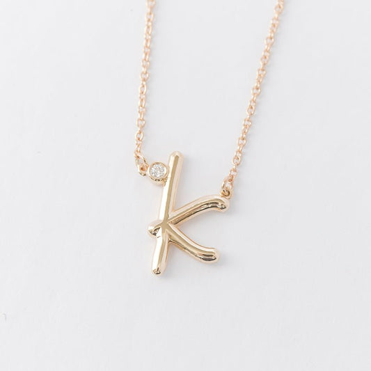 Cursive Diamond Initial Necklace