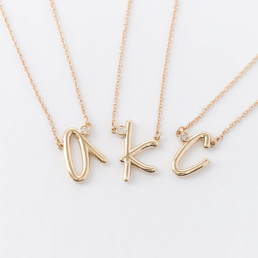 Cursive Diamond Initial Necklace