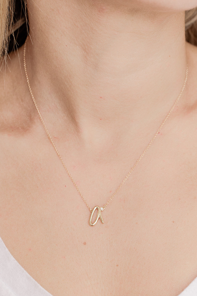 Cursive Diamond Initial Necklace