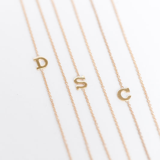 Asymmetric Mini Block Initial Necklace