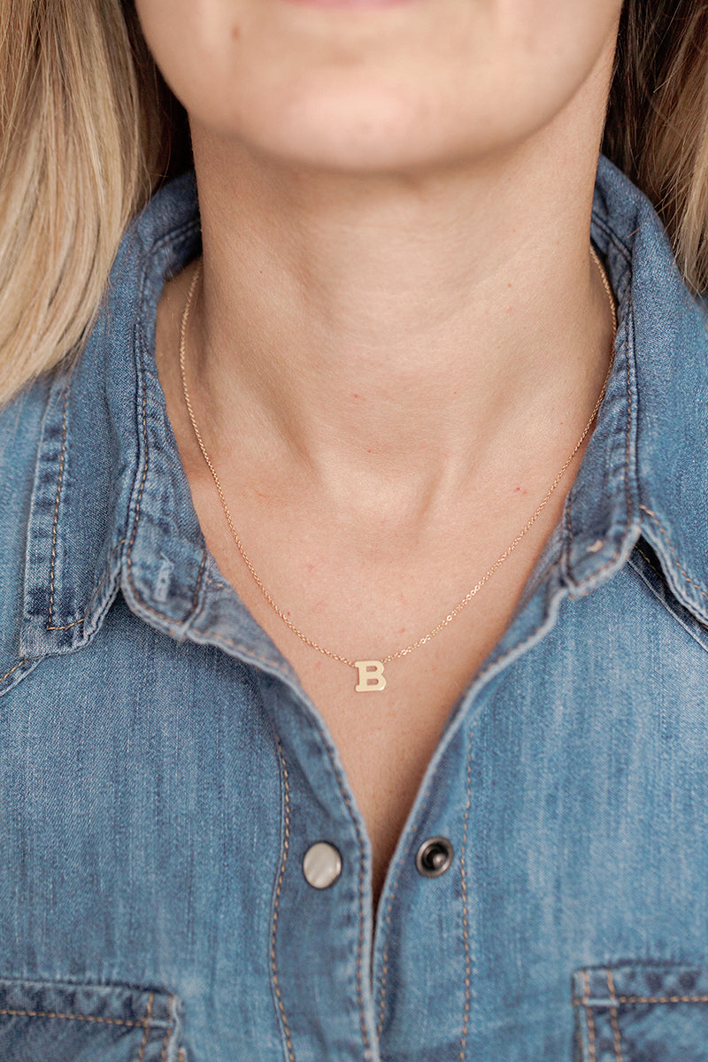 Small Block Initial Necklace