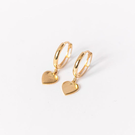 Drop Heart Huggie Earring