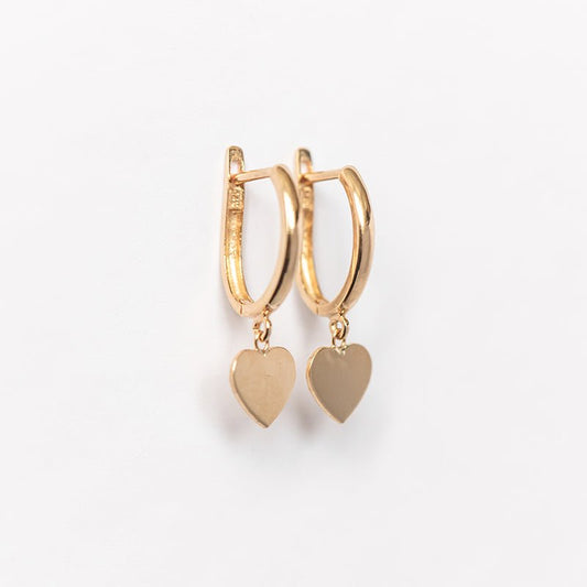 Drop Heart Oval Huggie Earring
