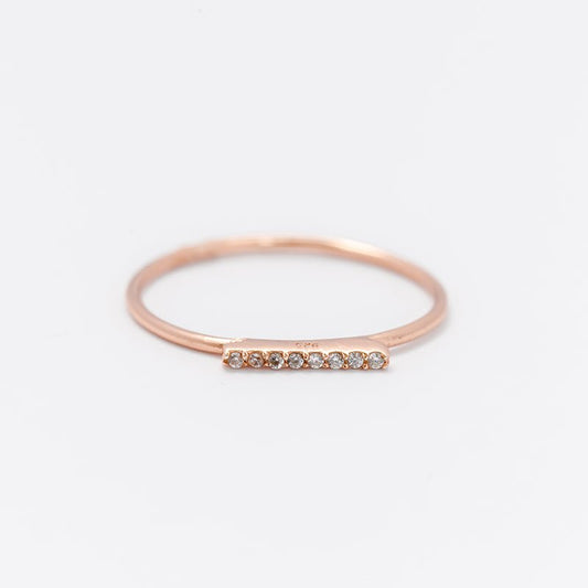 Elegant Diamond Bar Ring - 14K Gold
