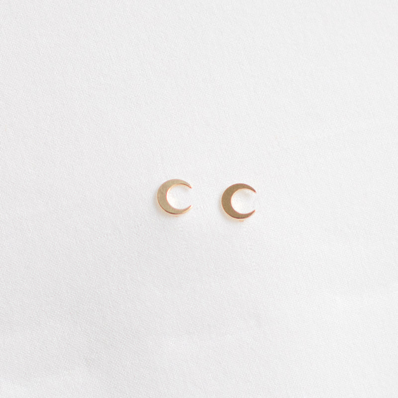 Mini Gold Crescent Moon Stud