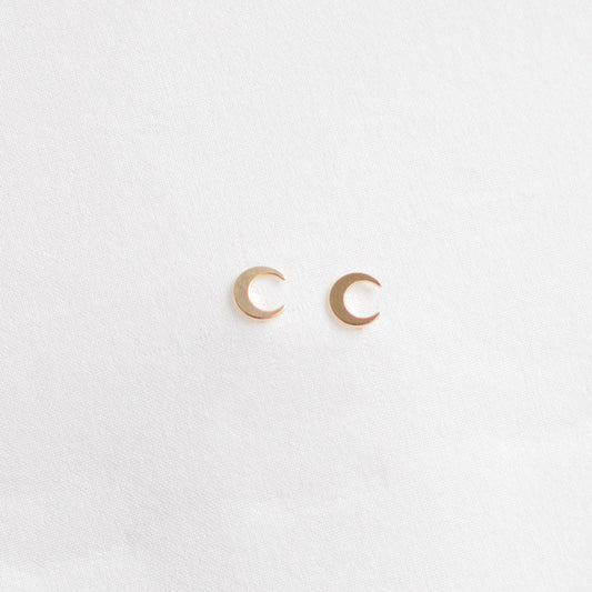 Mini Gold Crescent Moon Stud