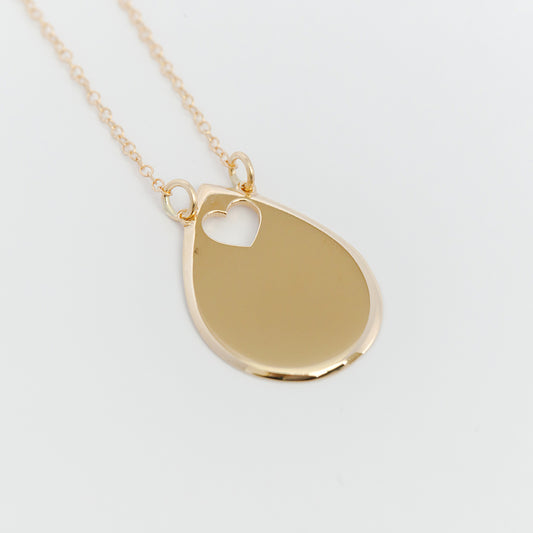 Raindrop Disc Heart Necklace