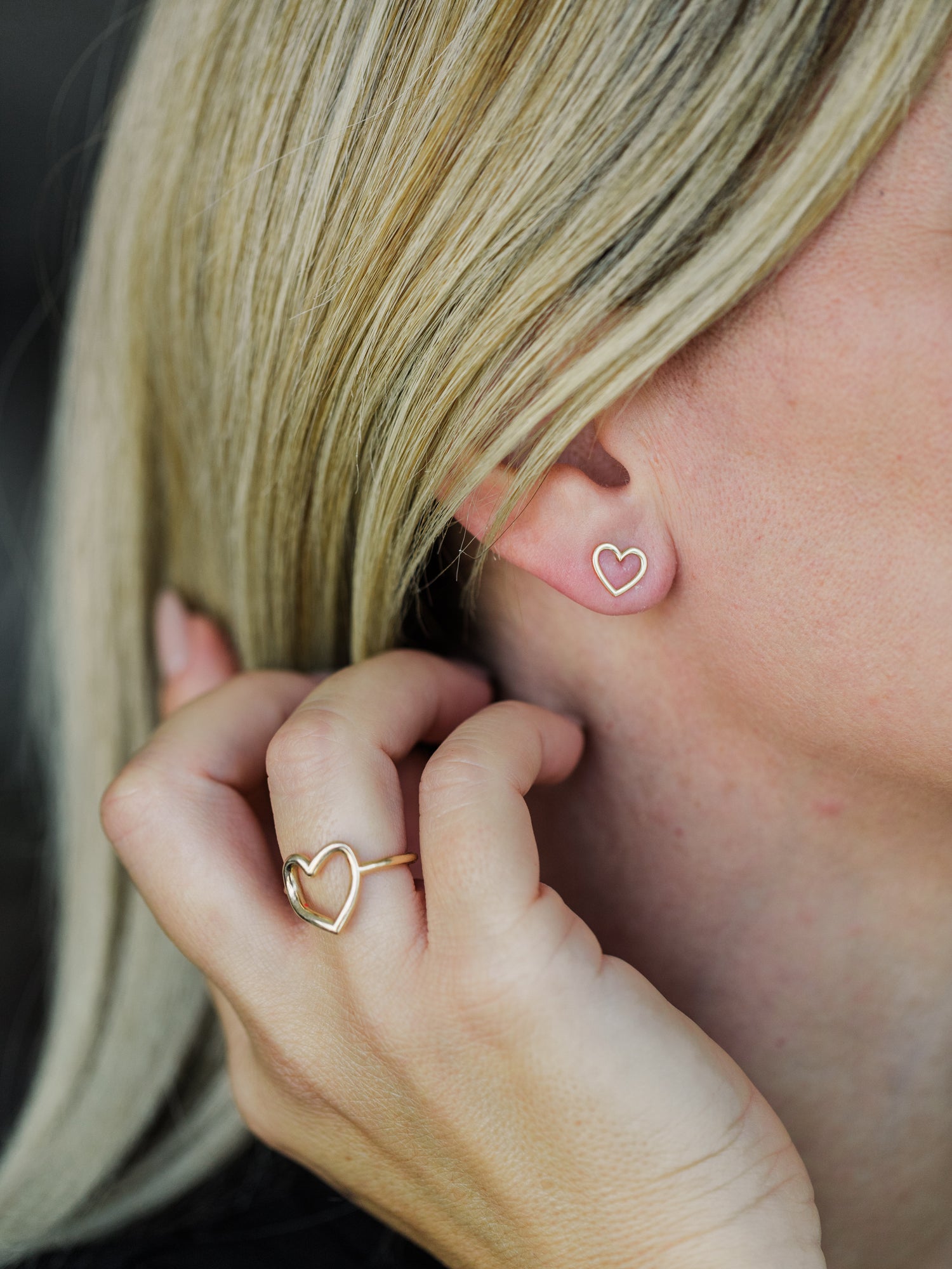 Wearing Open Heart Studs - 2