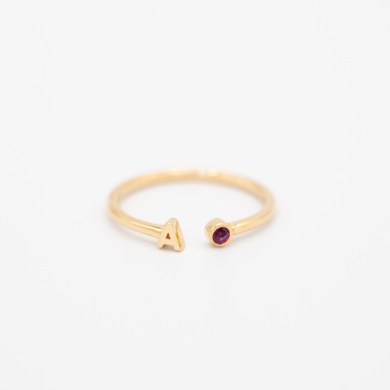 Personalized Birthstone Initial Ring