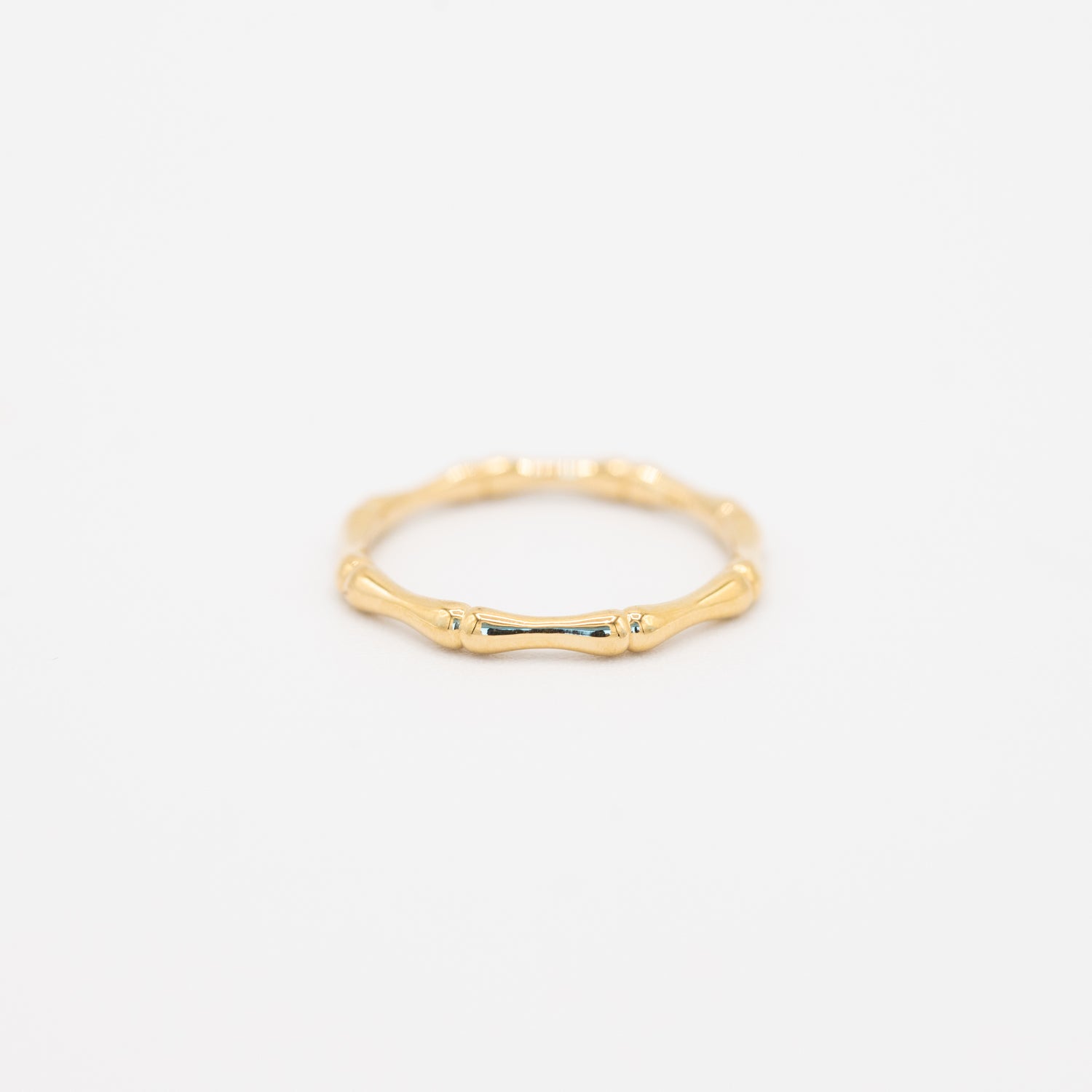 14K Solid Gold Dainty Bamboo Ring