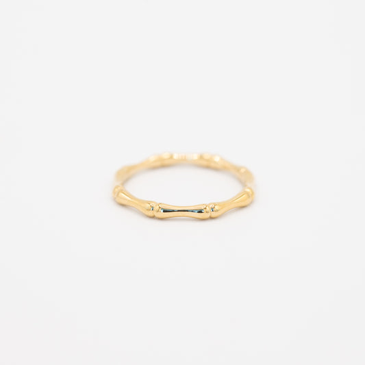 14K Solid Gold Dainty Bamboo Ring