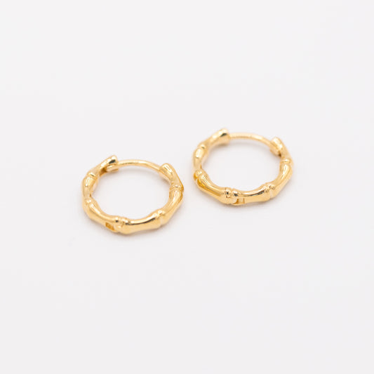 Small Bamboo Huggie Hoop Earrings